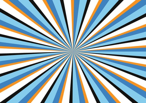 Radiant background in blue and orange tons