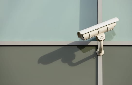 White generic security camera on modern building.
