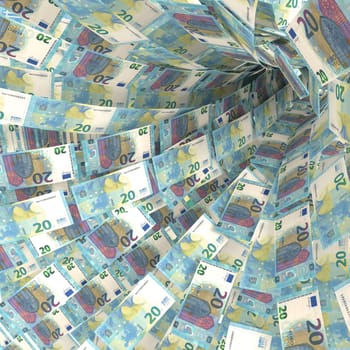 Money swirl of twenty euro notes