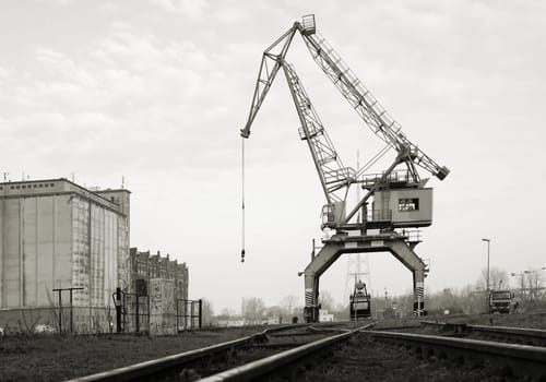 Crane in the port of Magdeburg