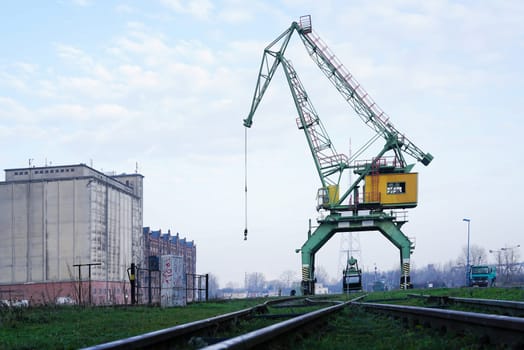 Crane in the port of Magdeburg