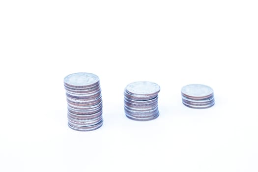 Coins isolated on white background, stock photo