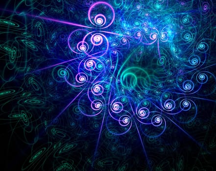 Computer-generated image for background and wallpaper - pink and green spirals.