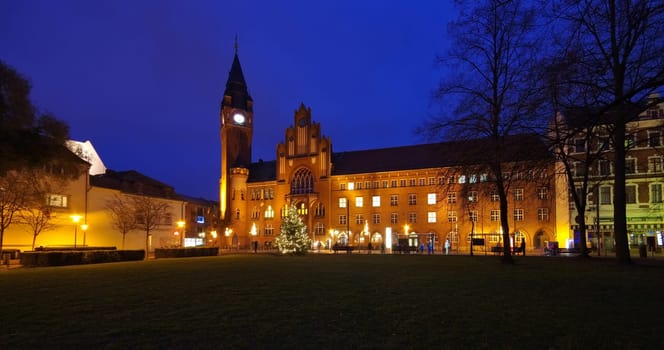 Berlin Koepenick Town Hall at Night in Advent - Berlin Koepenick townhall night in christmas time