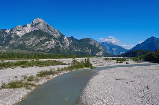 Tagliamento River in the Italian Alps - Tagliamento,a wild river in italian Alps