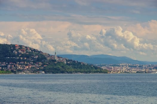 the Italian town trieste and the lighthouse