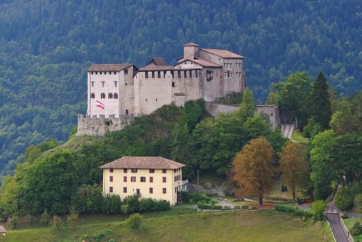 the Italian town and castle Stenico in northern Italy