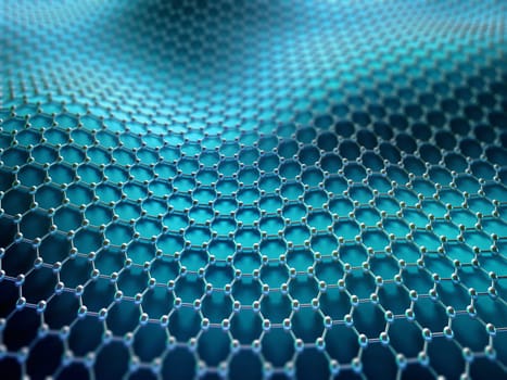 Several molecules connected, crystallized in the hexagonal system, concept of a carbon structure.