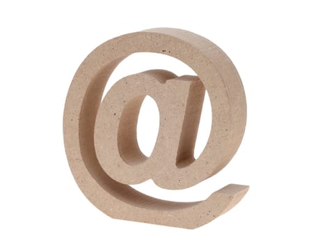 Wooded email symbol isolated on white background (Commercial At Symbol)