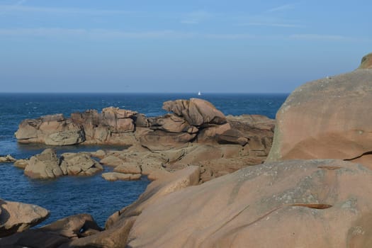 The pink granite coast in France