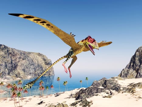 Computer-generated 3D illustration with the flying dinosaur Peteinosaurus
