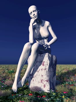Computer-generated 3D illustration with a thinker