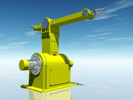 Computer-generated 3D illustration with an industrial robot