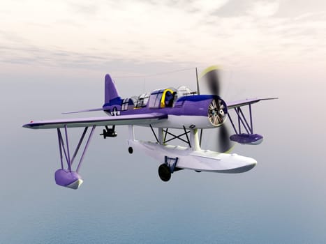 Computer-generated 3D illustration with an American reconnaissance aircraft from World War II