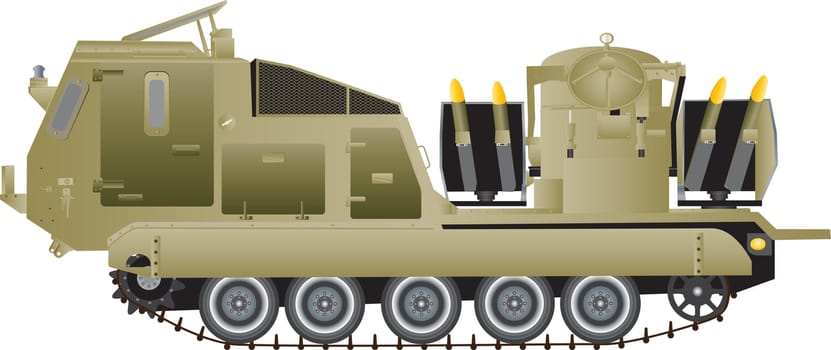 A Tracked Armoured Missile Launching Vehicle isolated on white