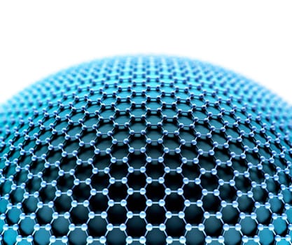 Several molecules connected, crystallized in the hexagonal system, concept of a carbon structure.