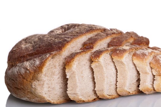 Fresh sliced bread from the baker insulated against a white background