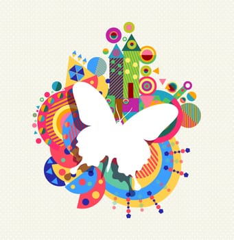 Butterfly icon, spring concept design with colorful vibrant geometry shapes background. EPS10 vector.