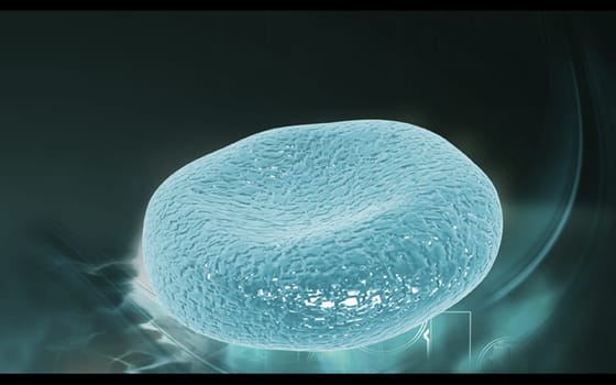 Digital illustration of blood cell in colour background