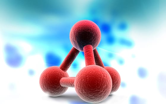 Digital illustration of molecules in colour background