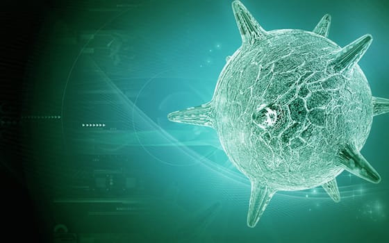 Digital illustration of herpes virus in colour background