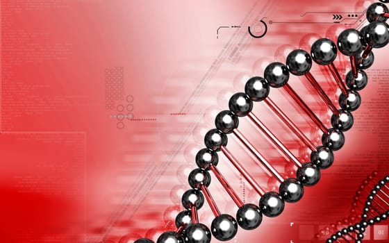 Digital illustration DNA structure in colour background