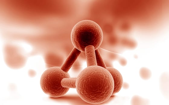 Digital illustration of molecules in colour background
