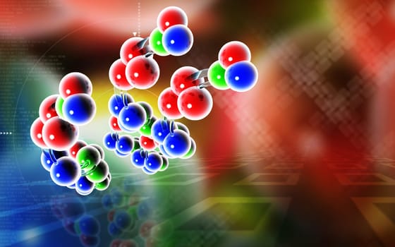 Digital illustration DNA structure in colour background
