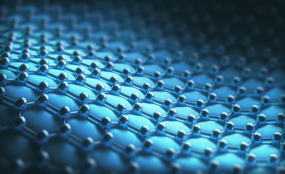 Several molecules connected, crystallized in the hexagonal system, concept of a carbon structure.