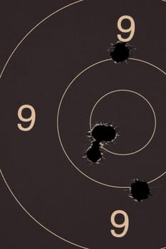 Pistol 25 meter target with 5 holes, 50 scored