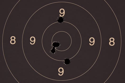 Pistol 25 meter target with 5 holes, 50 scored
