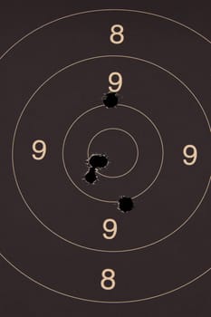 Pistol 25 meter target with 5 holes, 50 scored