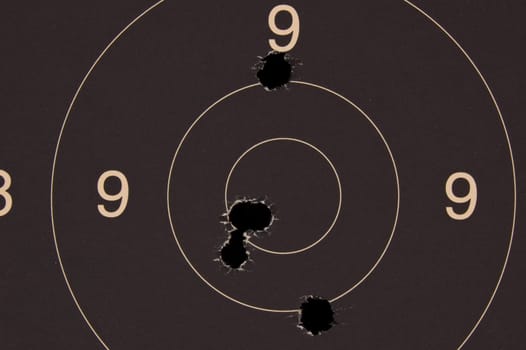 Pistol 25 meter target with 5 holes, 50 scored