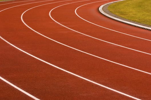 Finish line and numbers on red running track