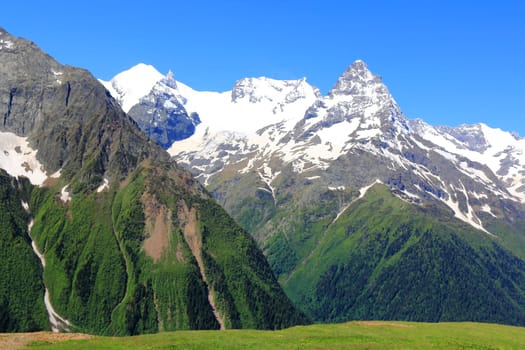 Image of beautiful landscape with Caucasus mountains