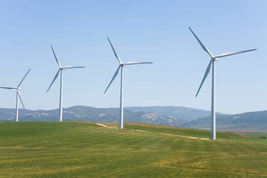 Windmills for electric power production, Cadiz province, Andalusia, Spain