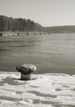 Bollards on the banks of the Elbe