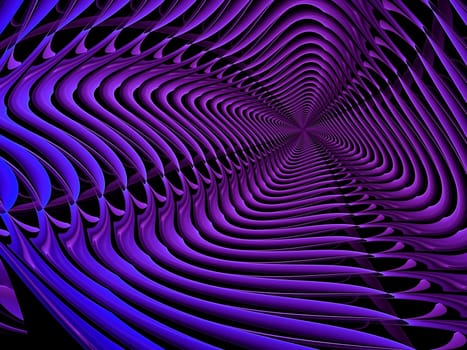 Abstract digitally generated background striped purple and blue tunnel
