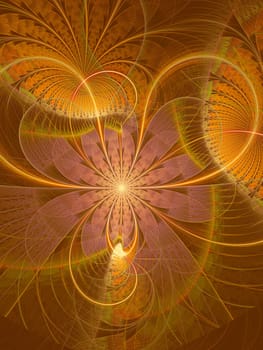 Abstract digitally generated orange image striped flower