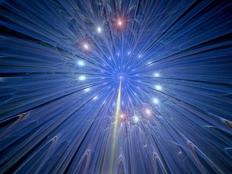 Abstract computer-generated image a spiral of stars on the background with folds