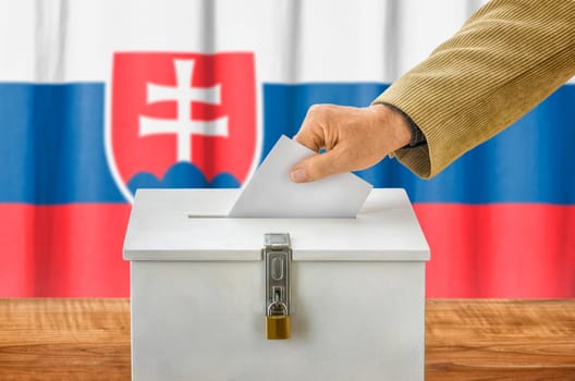Man throws ballot papers into ballot box - Slovakia