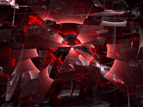 Abstract computer-generated image black and red chaos background