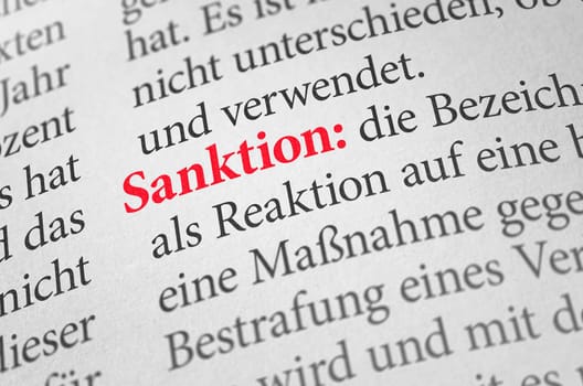 Dictionary with the term sanction