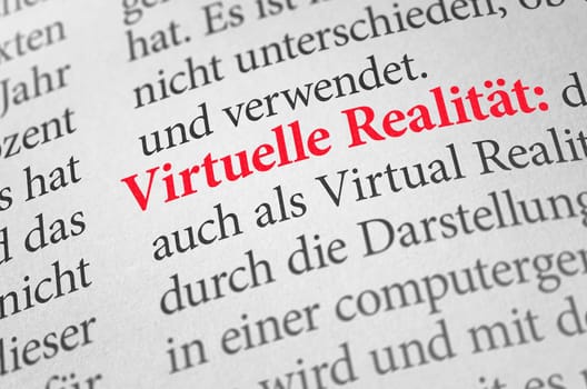 Dictionary with the term Virtual Reality
