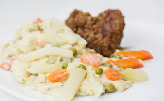 Vegetarian with heart - Green seed roasts on colorful vegetables,tasty,fresh and fast in preparation