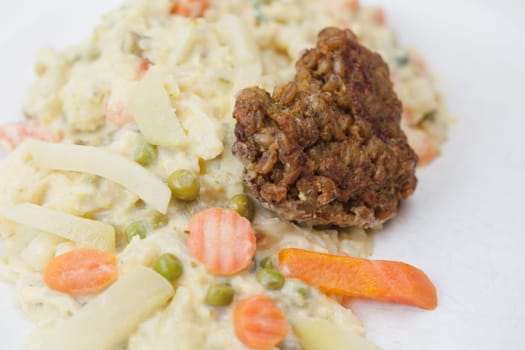Vegetarian with heart - Green seed roasts on colorful vegetables,tasty,fresh and fast in preparation