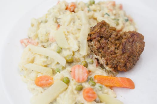 Vegetarian with heart - Green seed roasts on colorful vegetables,tasty,fresh and fast in preparation
