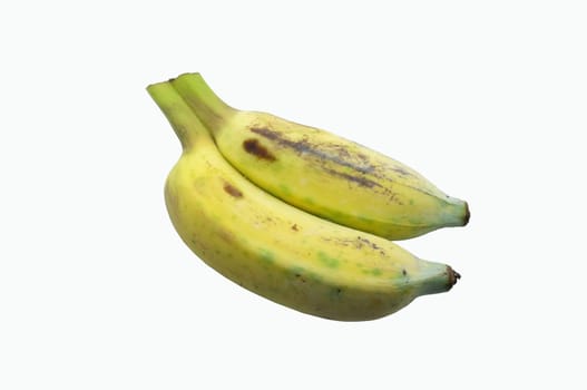 Two / Twins cultivated banana on white background
