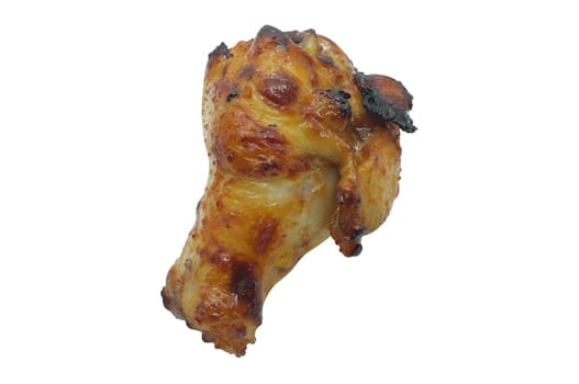 Fried, grilled chicken wing isolated on white background