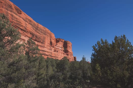 Landscape of a red rock cliff formation in Sedona, Arizona